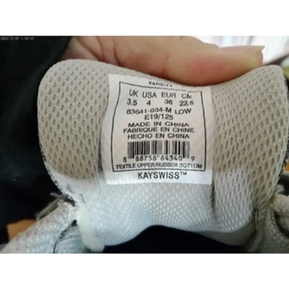 K-Swiss Court Tiebreak II Gray White Lace-Up Shoes size 3.5‎